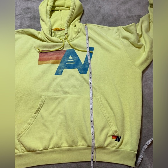 Aviator Nation Hoodie Pullover Sweatshirt Size XL Neon Yellow Oversized Retro - Picture 4 of 8